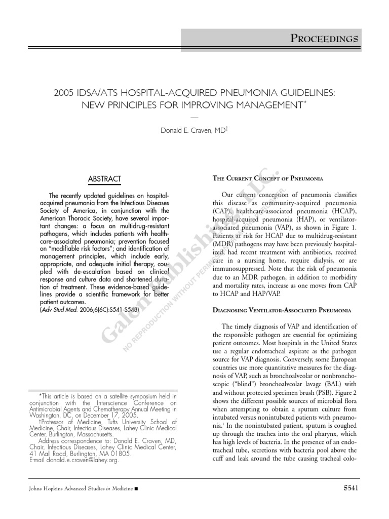 Updated Guidelines for Hospital-Acquired Pneumonia | PDF | Pneumonia ...