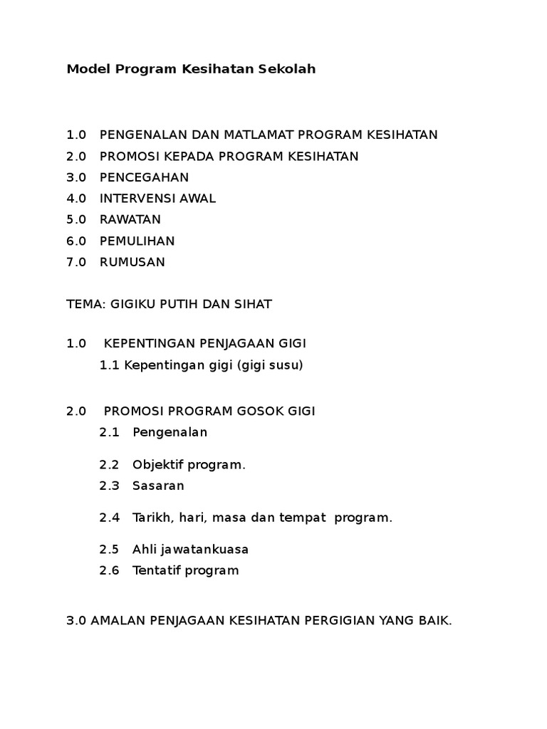 Model Program Kesihatan Sekolah | PDF
