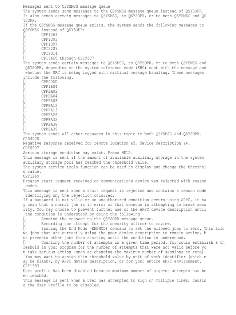 Qsysopr Break Handling Program Ma pulsesup