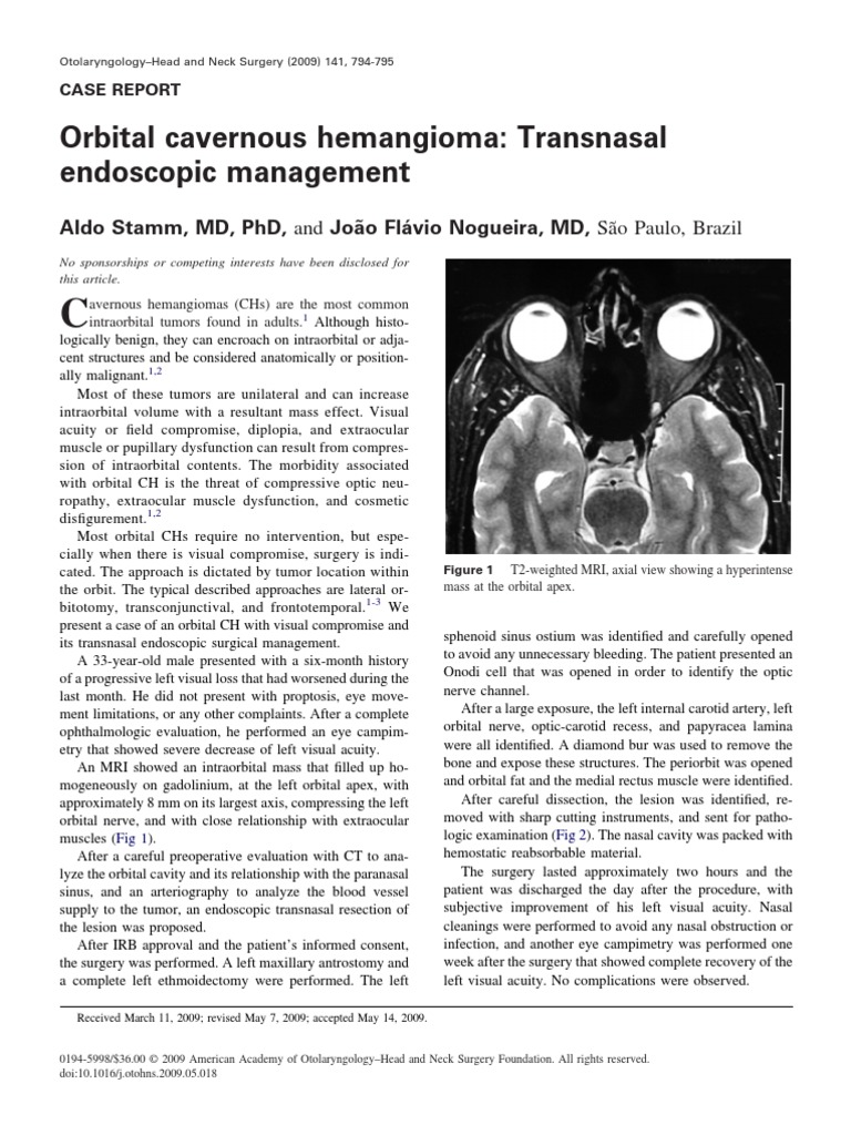 Cavernous Hemangioma PDF | PDF | Surgery | Endoscopy