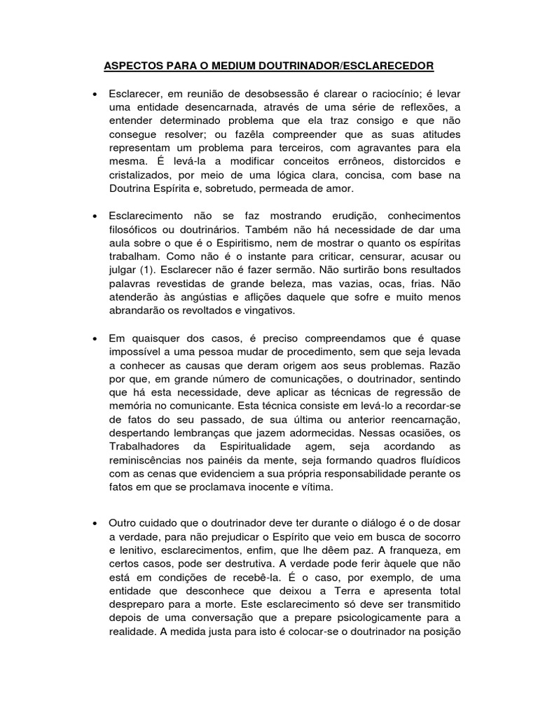 Aspectos Para O Medium Doutrinador Pdf Pdf Espiritismo Mediunidade