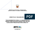 Procedimiento para La Liquidacion de Obras Publicas Efectuadas Por Tipo de Ejecución Presupuestaria Directa