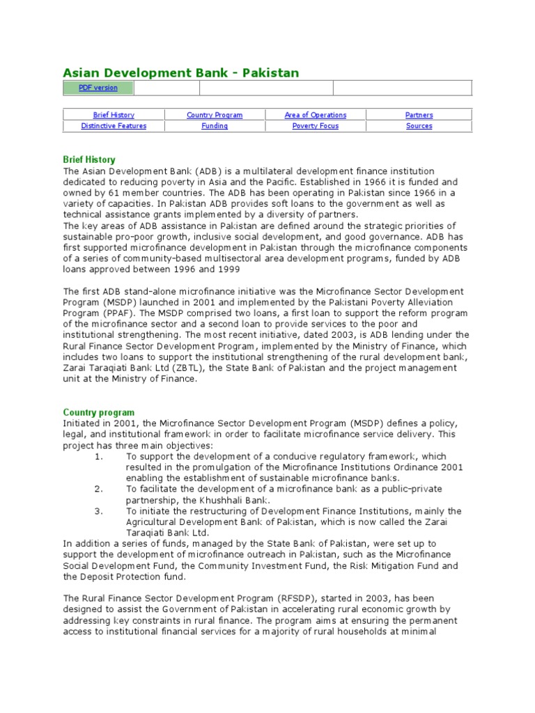 Asian Development Bank | PDF | Asian Development Bank | Microfinance