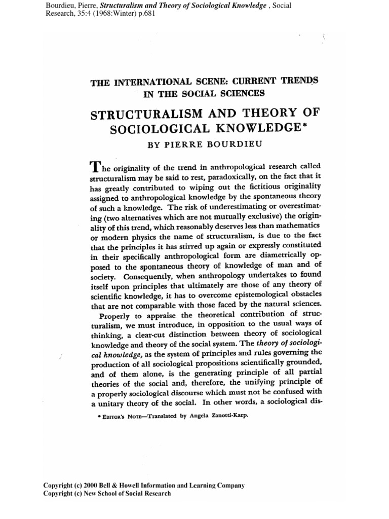 Structuralism and Theory of Sociological Knowledge | PDF | History