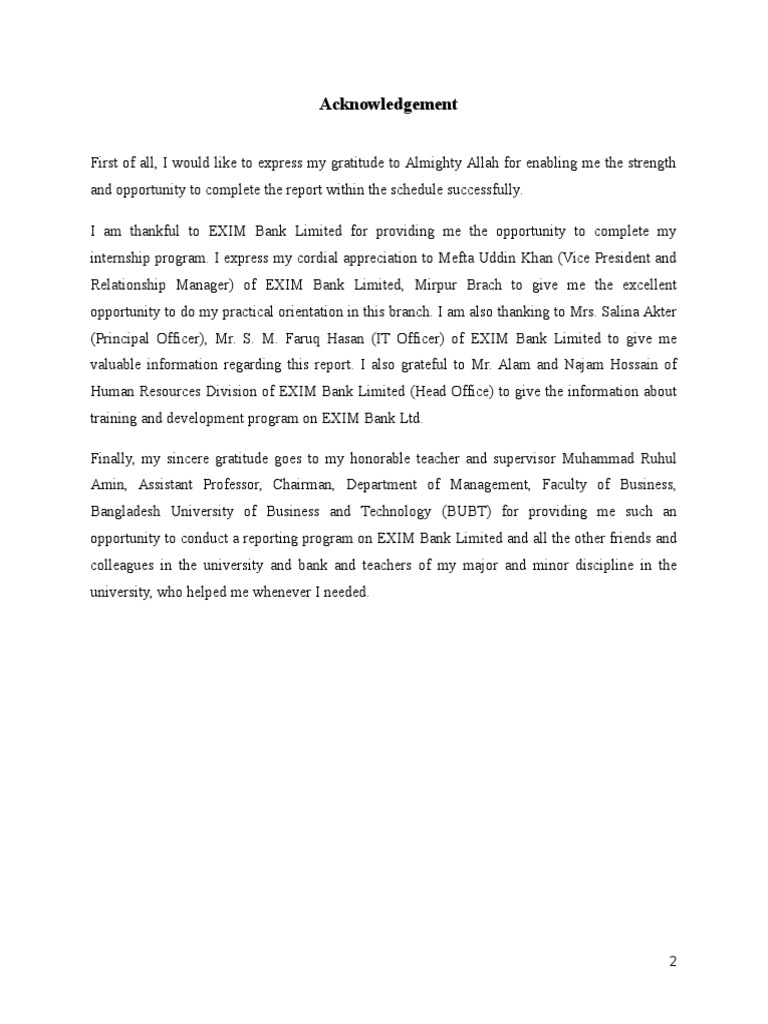 Acknowledgement of thesis