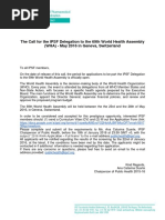 Call IPSF Delegation to 69th WHA