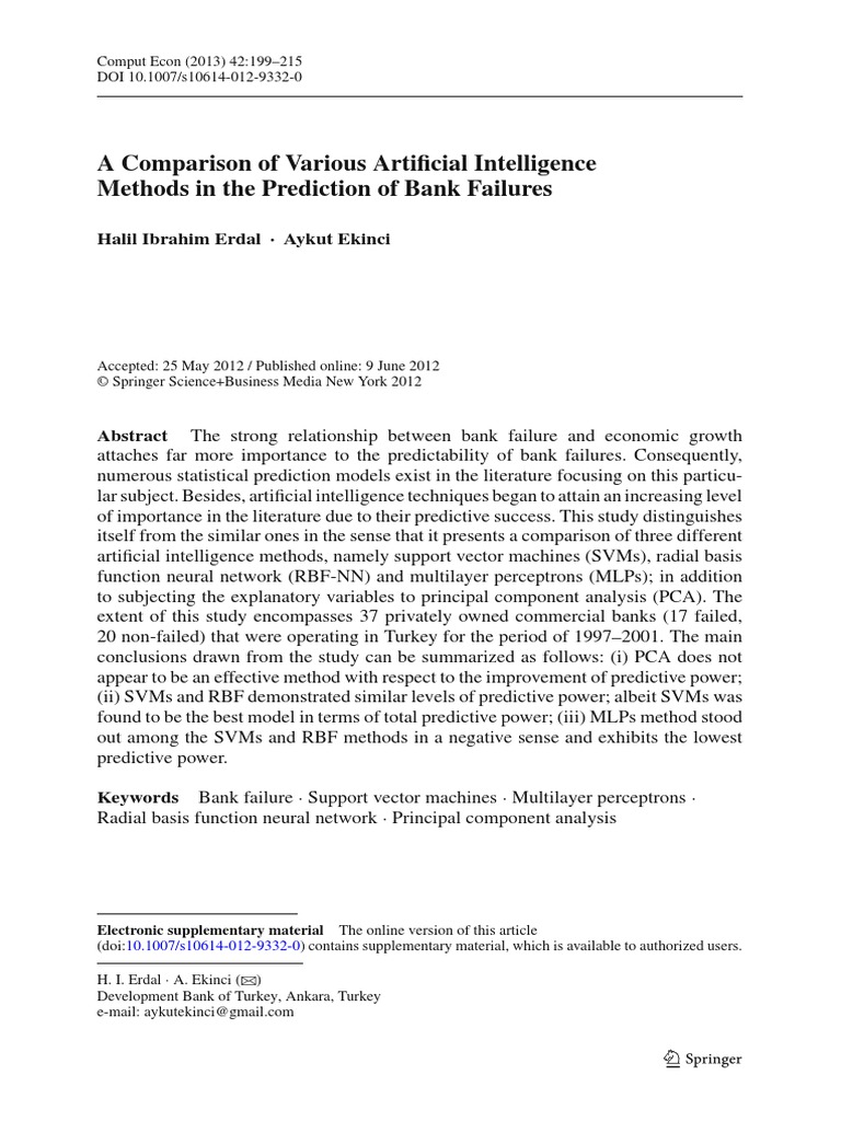 A Comparison of Various Artificial Intelligence Methods in The ...