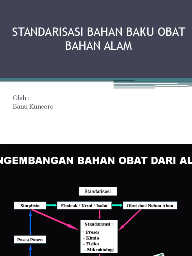 Standarisasi Bahan  Baku  Obat  Bahan  Alam Standarisasi Bahan  Baku  Obat  Bahan  Alam