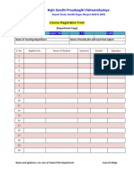 Rajiv Gandhi Proudyogiki Vishwavidyalaya: Course Registration Form