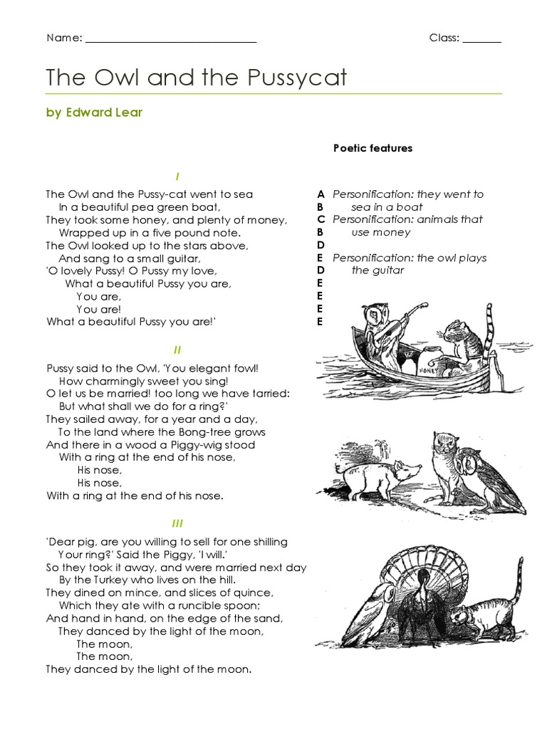 The Owl and The Pussycat PDF Poetry