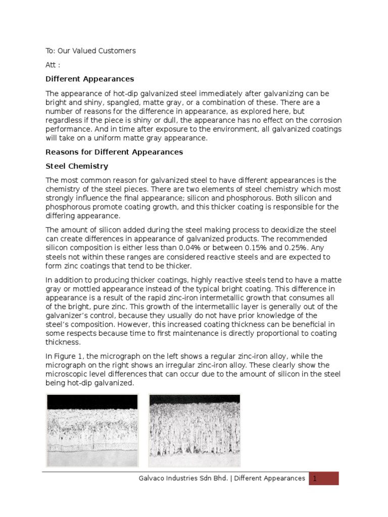 Different Appearances Dull Pdf Galvanization Steel
