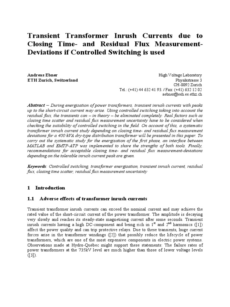 Transformer Inrush Currents Transformer Inductor Free 30day