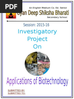 Download investigatoy project on application of biotechnology by Subhag Singh SN294196410 doc pdf