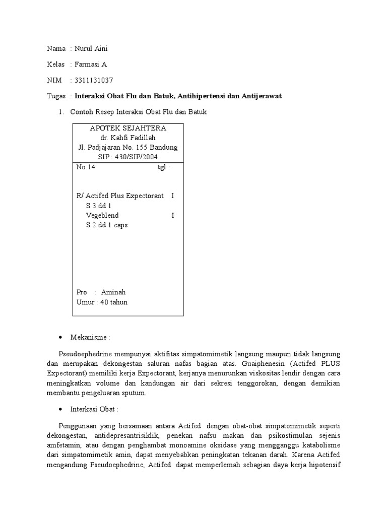 Resep Interaksi Obat