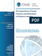 The Importance of Social  Presence and Motivation   in Distance Learning