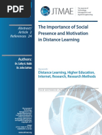 The Importance of Social  Presence and Motivation   in Distance Learning