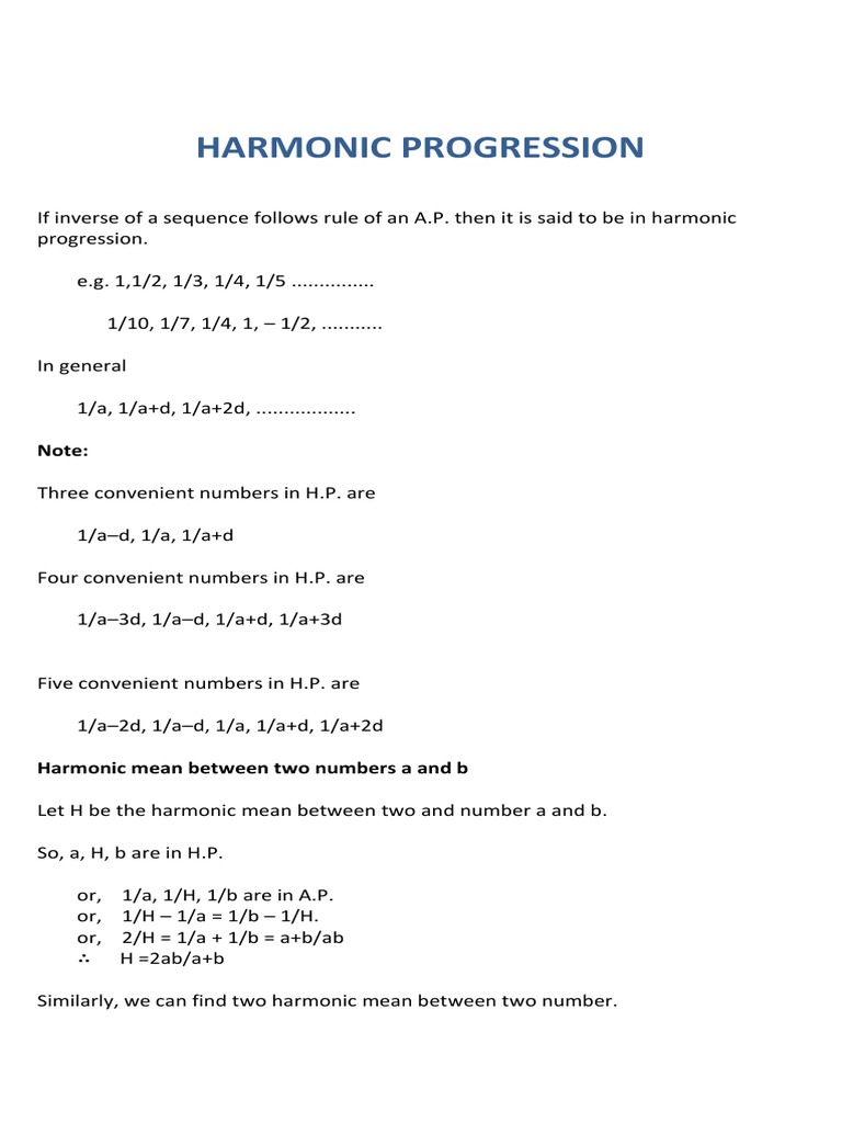Harmonic Progression.pdf | Discrete Mathematics | Physics &amp; Mathematics ...