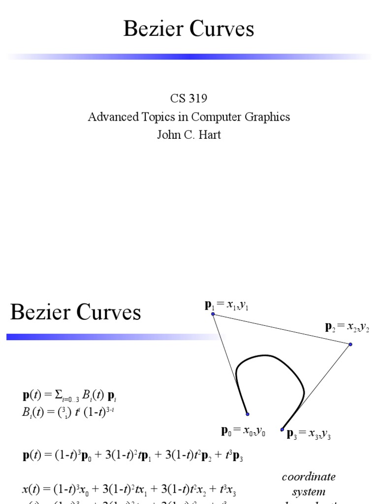 Bezier Curves: CS 319 Advanced Topics in Computer Graphics John C. Hart ...