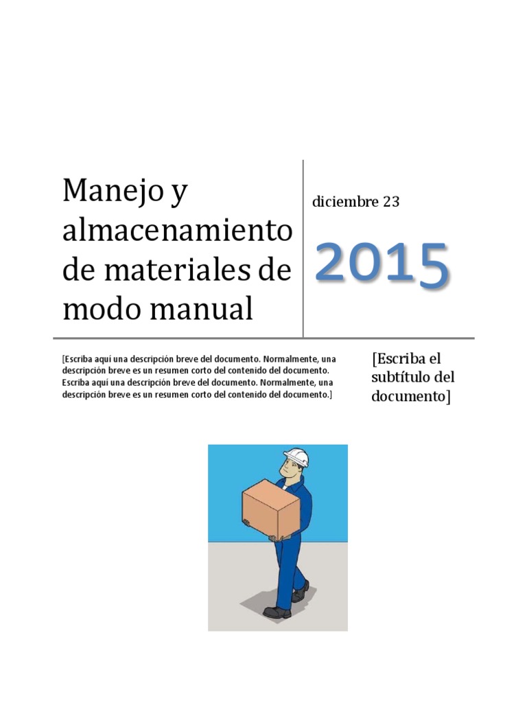 Manejo Manual de Materiales y Seguridad | PDF | Mercancías peligrosas ...