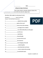 Adding Subject Worksheet
