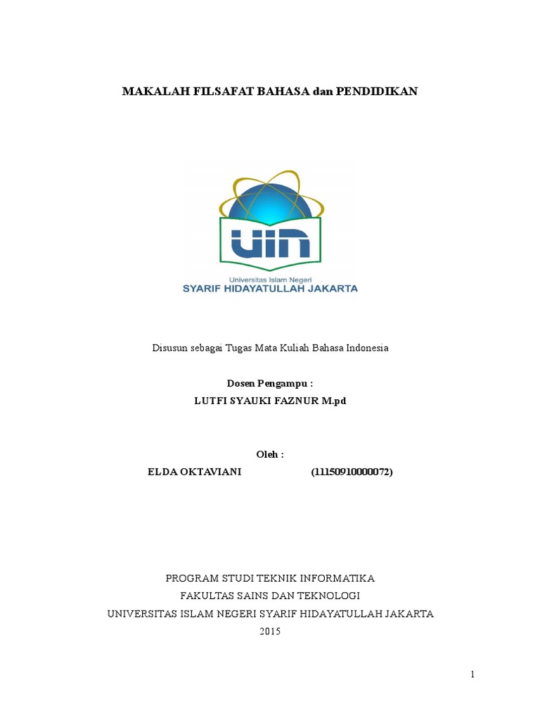 Makalah Filsafat Bahasa Dan Pendidikan