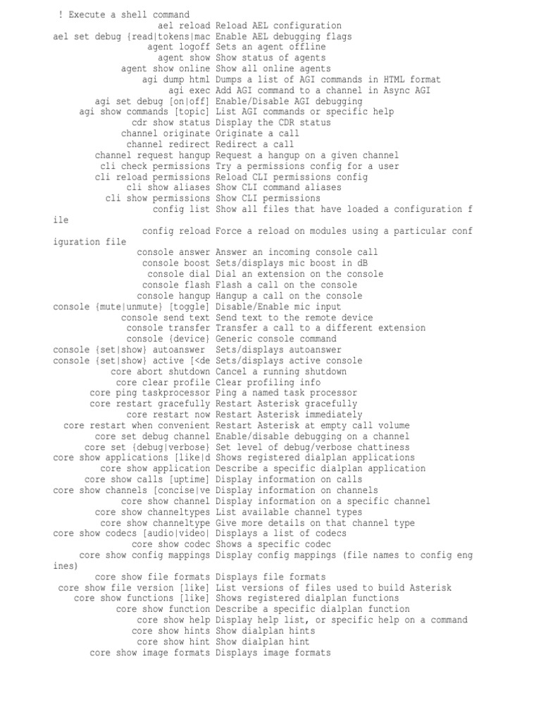 Asterisk Command Line Reference Guide | PDF | Session Initiation ...