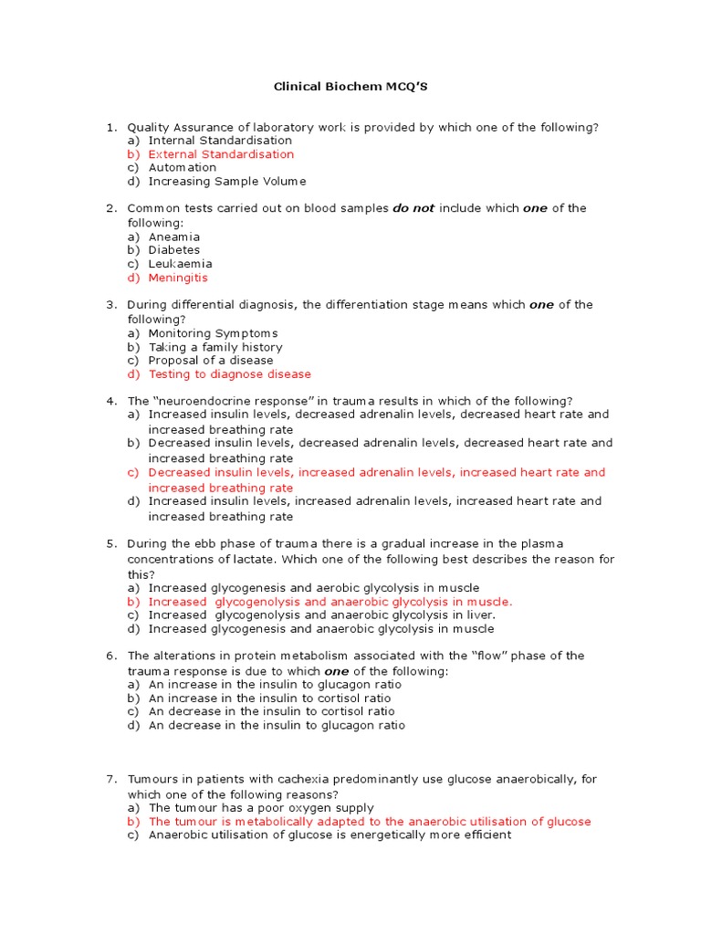 Clinical Biochemistry MCQs for Exams | PDF | Kidney | Lipoprotein