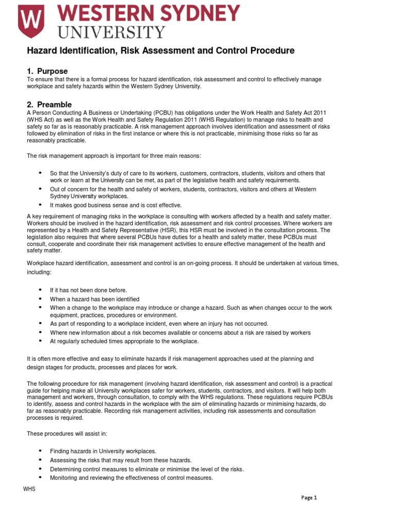 Hazard Identification and Risk Control Guide | PDF | Risk ...