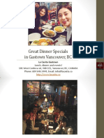 Great Dinner Specials in Gastown Vancouver British Columbia