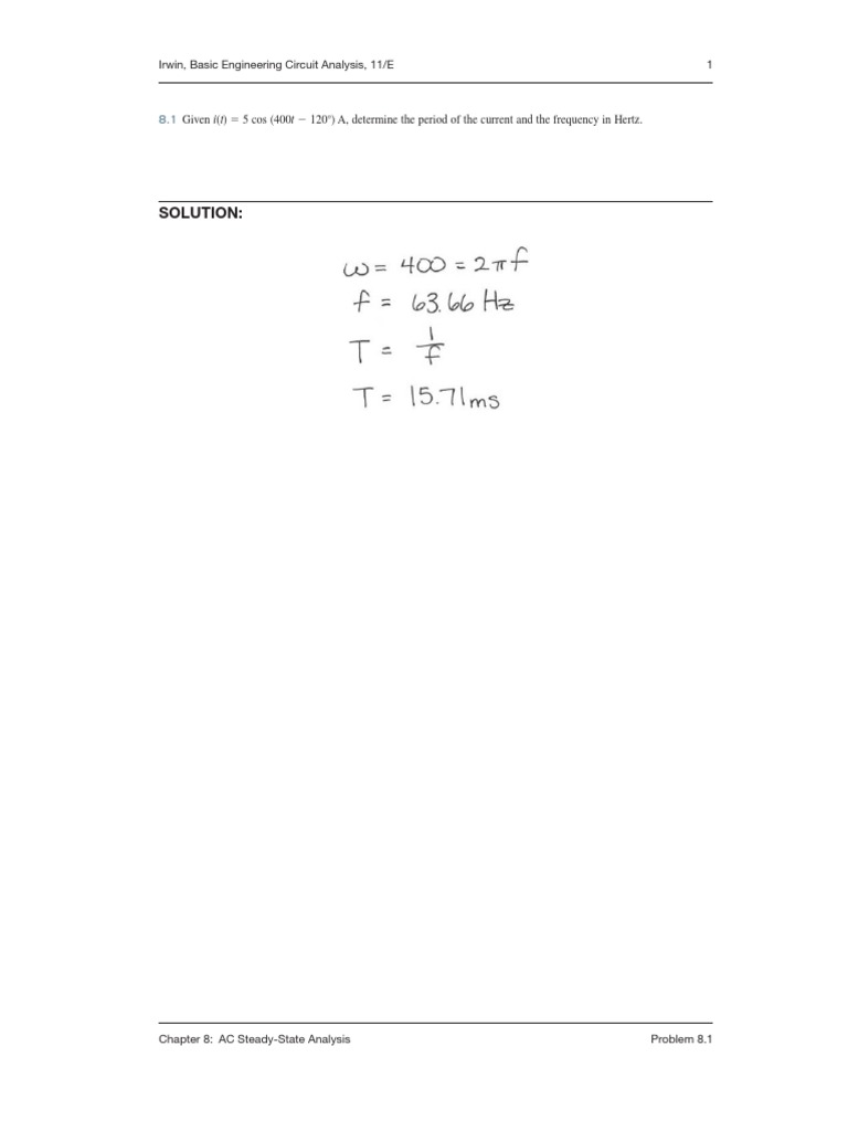 Ch08 Solution | PDF | Electrical Impedance | Alternating Current