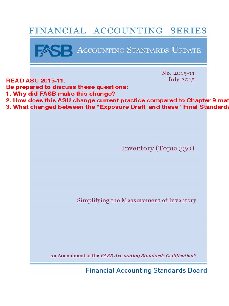 Fasb Accounting Document | PDF | Historical Cost | Inventory