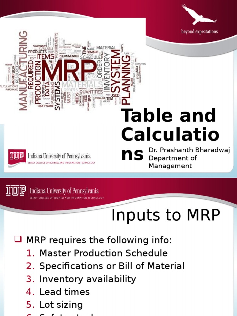MRP Table and Calculation Examples | PDF | Computers
