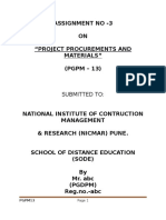 project procurement and materials 