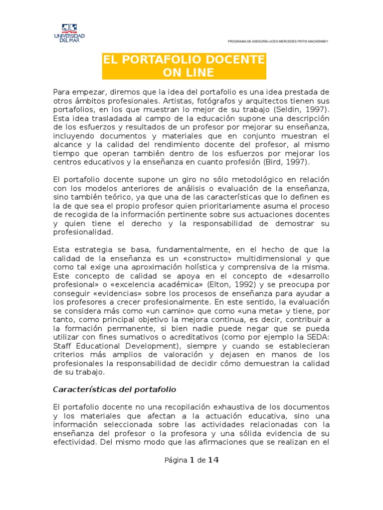 Ejemplo de Portafolio Docente Online | PDF | Maestros | Evaluación