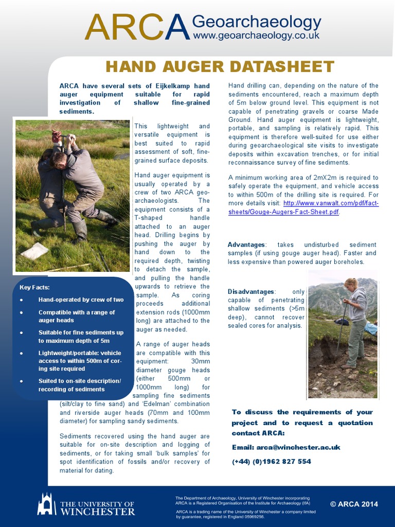 Hand Auger Equipment Overview | PDF | Home & Garden | Science & Mathematics