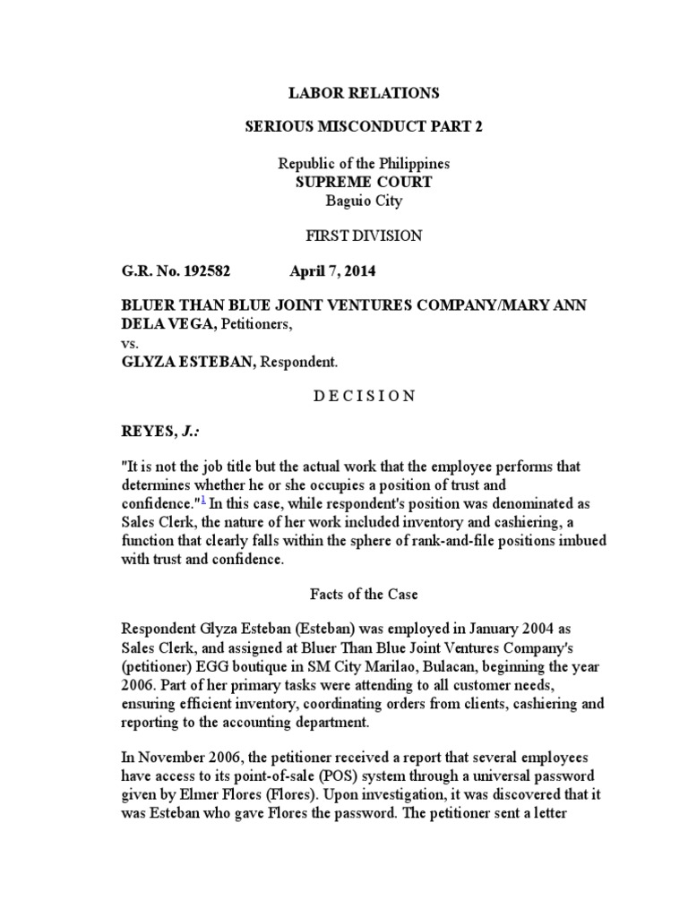 Labor Relations Seious Misconduct Part 2 | PDF | Tax Deduction | Employment