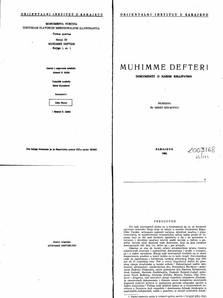 Muhimme Defteri Dokumenti o Našim Krajevima