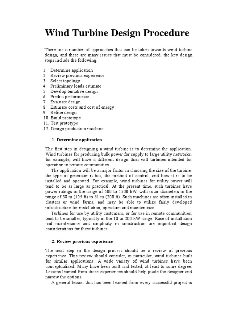 Wind Turbine Design Process Overview | PDF | Wind Turbine | Turbine