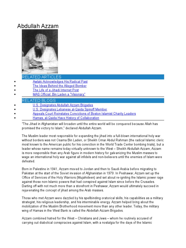 Abdullah Azzam Pdf Jihad Al Qaeda