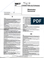 1987 Blaupunkt Wiesbaden SQR45 Radio Installation Manual