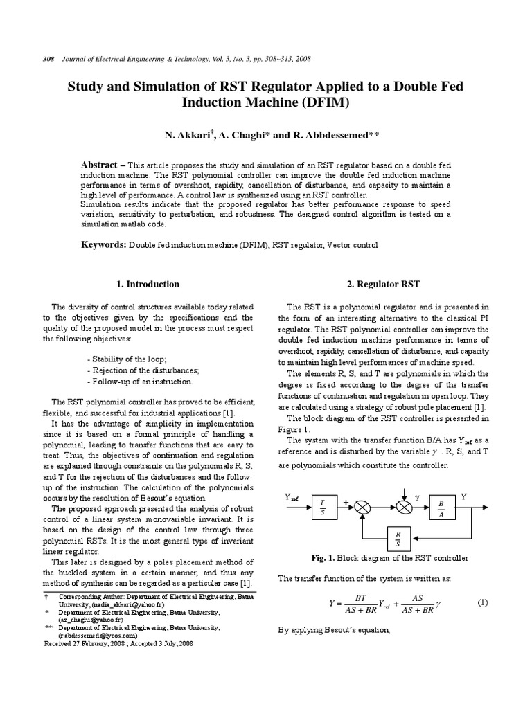 RST Regulator for Double Fed Induction Machine | PDF | Polynomial ...
