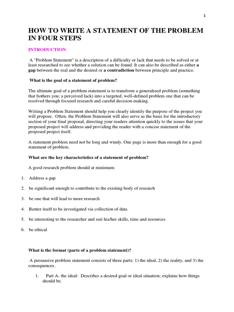 how to write statement of the problem in qualitative research