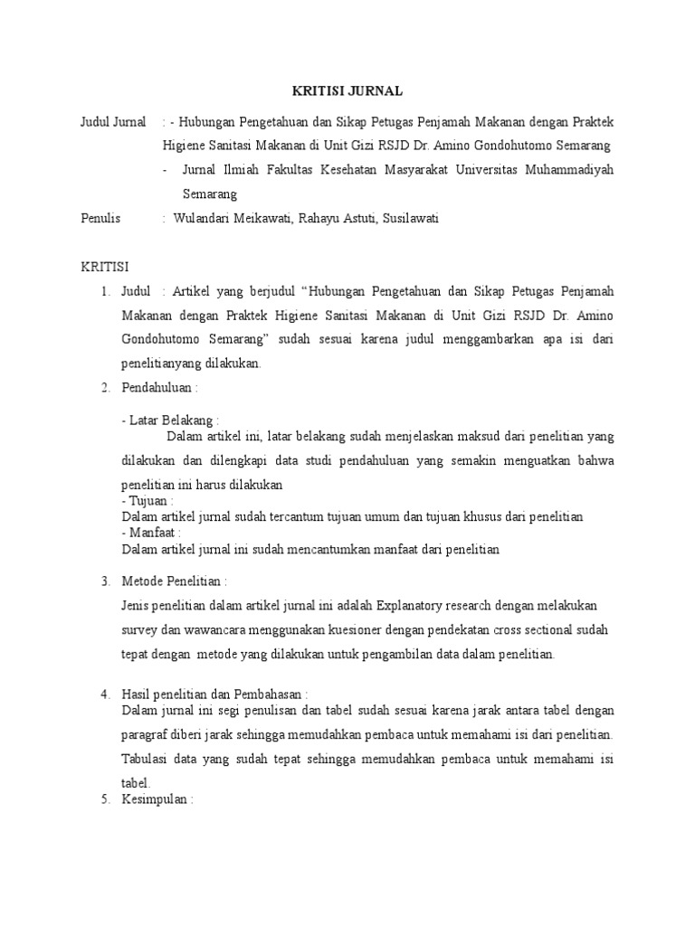 ☀ Contoh laporan jurnal