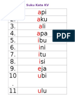 Senarai Suku Kata KV