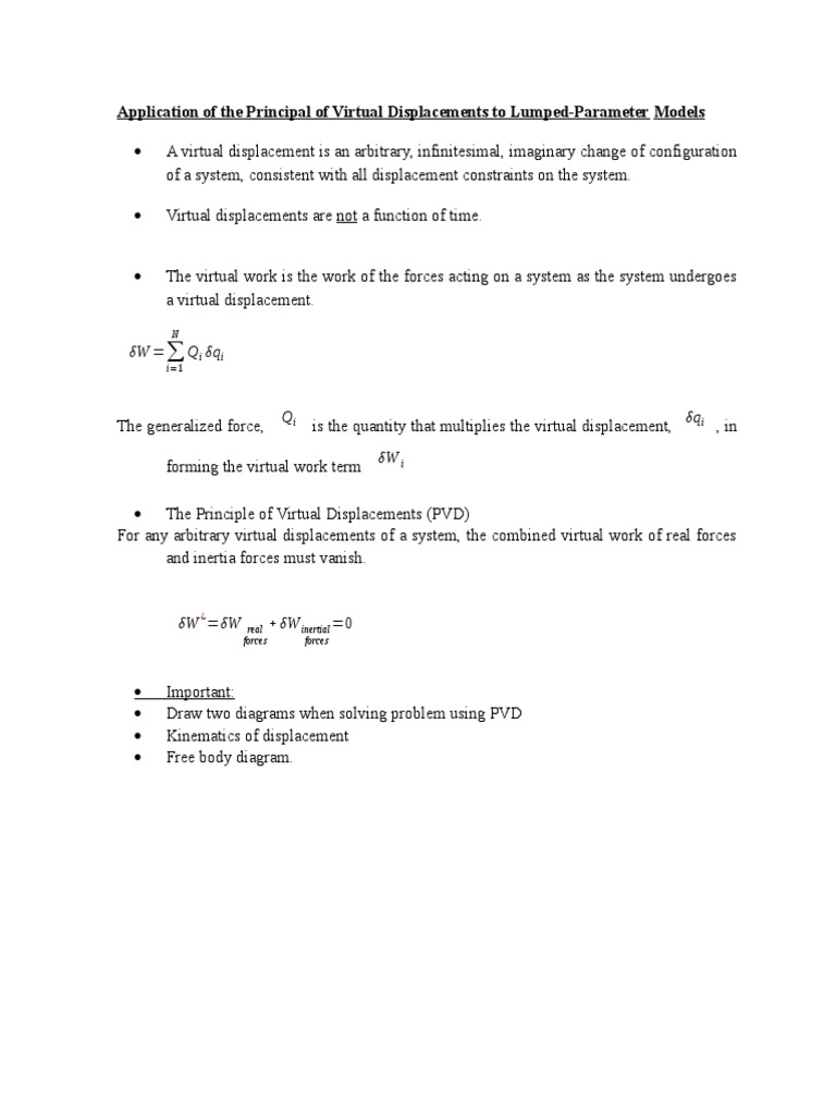 Virtual Displacements in Lumped Models | PDF | Science & Mathematics