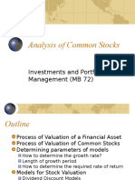 Analysis of Common Stocks: Investments and Portfolio Management (MB 72)