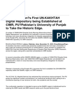 SAARC Region's First UN-KAKHTAH Digital Repository Being Established at CIMR, PU-Pakistan's University of Punjab to Take the Historic Edge.