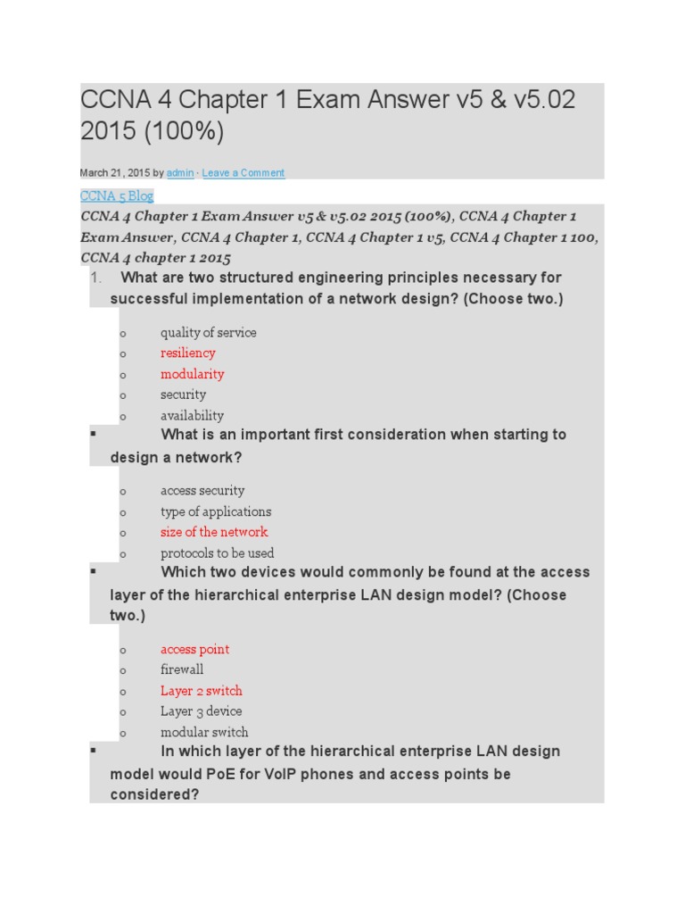 Cisco It Essentials Chapter 4 Exam Answers