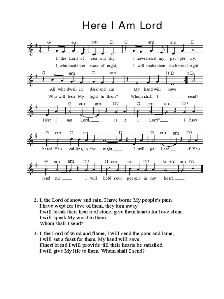 Here I Am, Lord Lyrics | PDF | Poetry | Home &amp; Garden