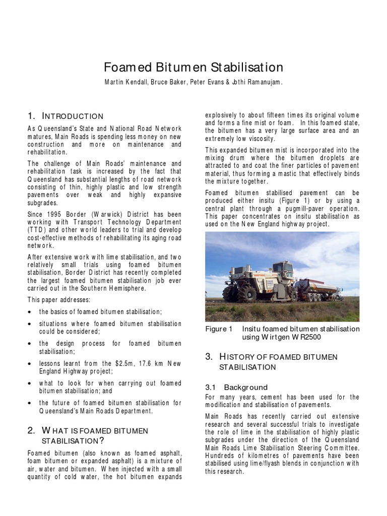 Foamed Bitumen Stabilisation in Queensland | PDF | Road Surface | Asphalt